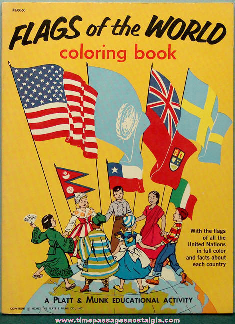 1960 Flags of The World Educational Activity Coloring Book