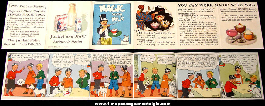 1932 Junket Dessert Magic Advertising Premium Comic Strip Booklet