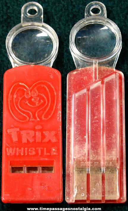 Old Trix Cereal Advertising Character Prize Whistle with Magnifying Glass