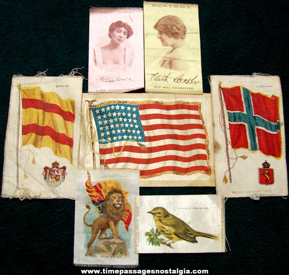 (7) Different Old Cigarette Advertising Premium Silks