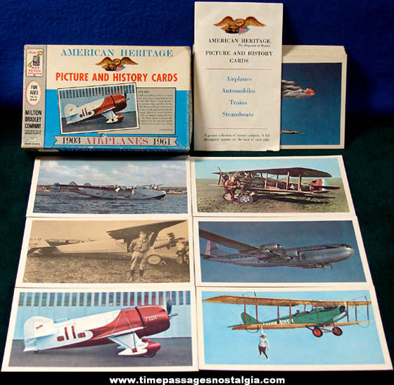 1961 Boxed Set of (40) Milton Bradley American Heritage Airplane Cards