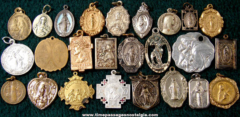 (25) Old Catholic or Christian Religious Medals and Charms