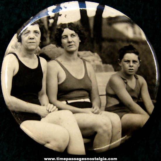 Old Celluloid Pocket Mirror with Women in Bathing Suits Photograph