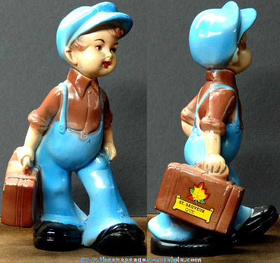 Old St. Sauveur Quebec Canada Advertising Souvenir Boy Figurine