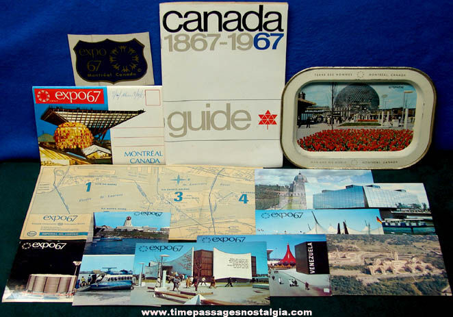 (13) 1967 Montreal Exposition World’s Fair Advertising Souvenir Items