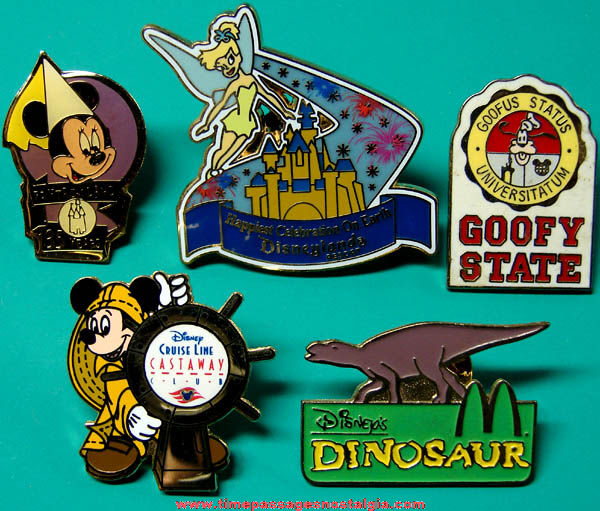 (5) Different Walt Disney Cartoon Character Advertising Enameled Pins