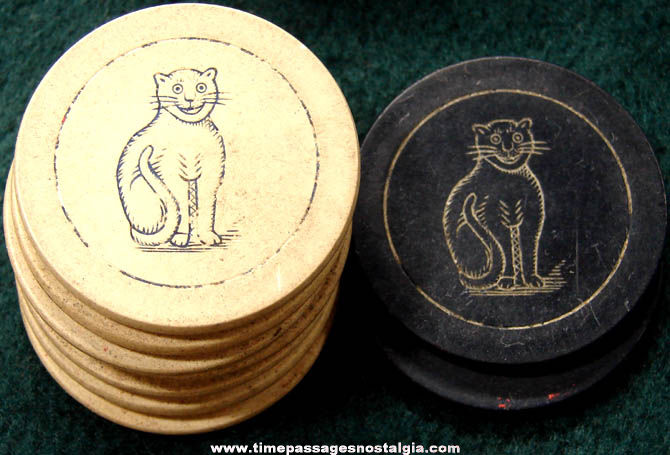 (9) Old Cat Poker Game Chips