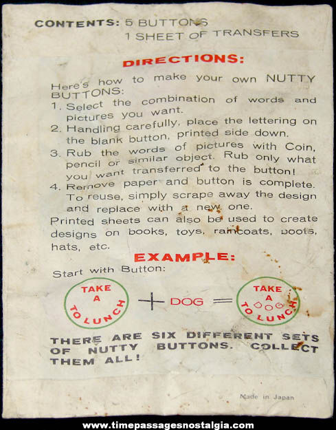 Old Unopened Novelty Do It Yourself Nutty Buttons Kit