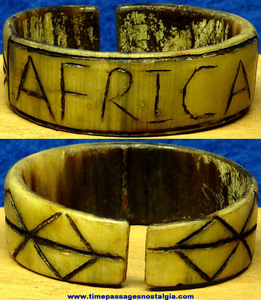 Old Carved African Animal Horn Jewelry Bracelet