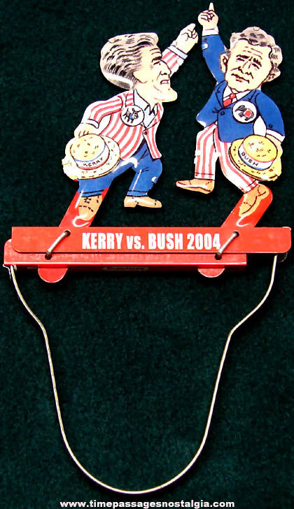 2004 John Kerry & George W. Bush Campaign Novelty Mechanical Tin Toy
