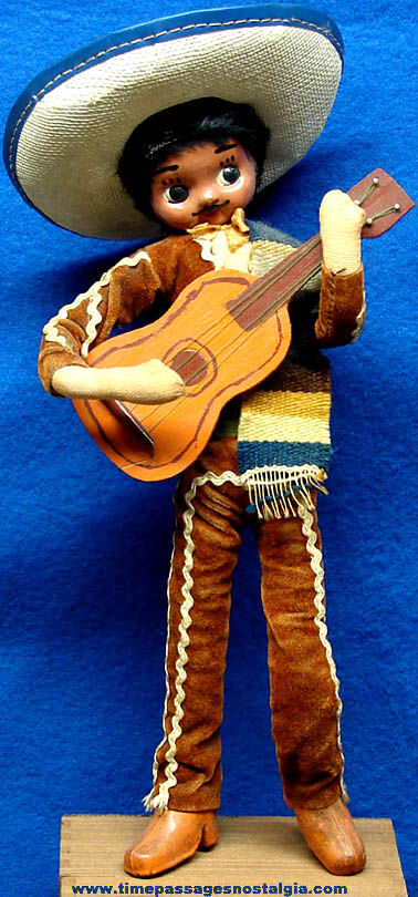 Colorful Old Mexican Guitarist Souvenir Toy Doll Figure