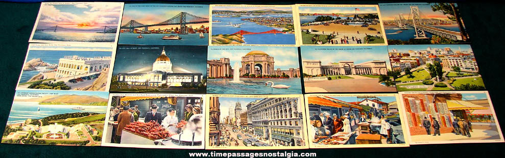 (15) Colorful Old San Francisco California Advertising & Souvenir Post Cards