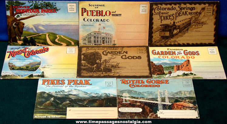 (8) Old Unused State of Colorado Advertising & Souvenir Post Card Folders