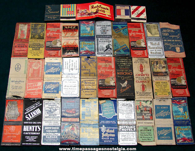 (35) Old Boston Massachusetts Business Advertising Match Book Covers
