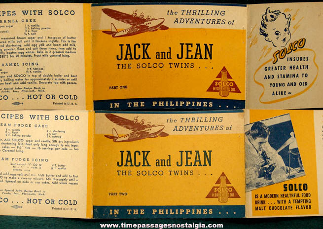 (2) Different Old Jack & Jean Solco Twins Advertising Premium Adventure Booklets
