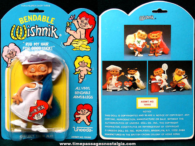 Unopened 1982 Uneeda Cook Nik Bendable Wishnik Troll Character Figure