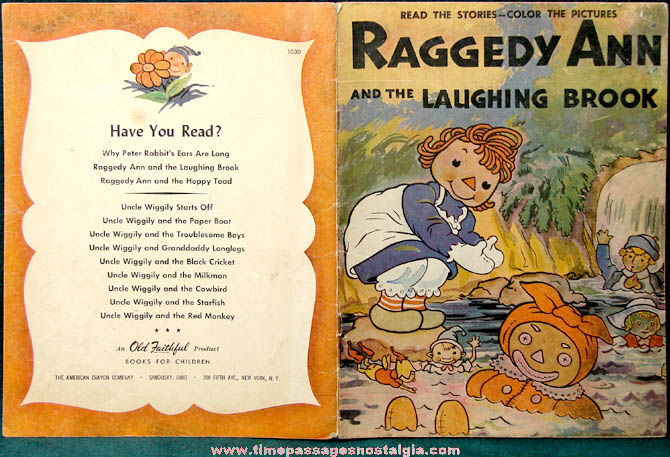 1944 Raggedy Ann and The Laughing Brook Story and Coloring Book