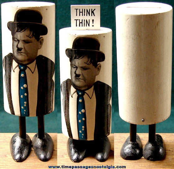 Old Comedian Actor Oliver Hardy Wooden Toy Popsie Character Figure