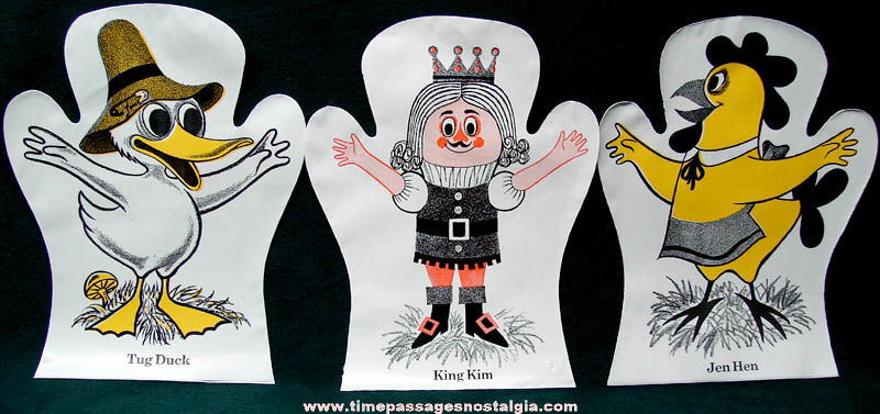 (18) Different Unused 1970 Miami Linguistic Readers Character Hand Puppets