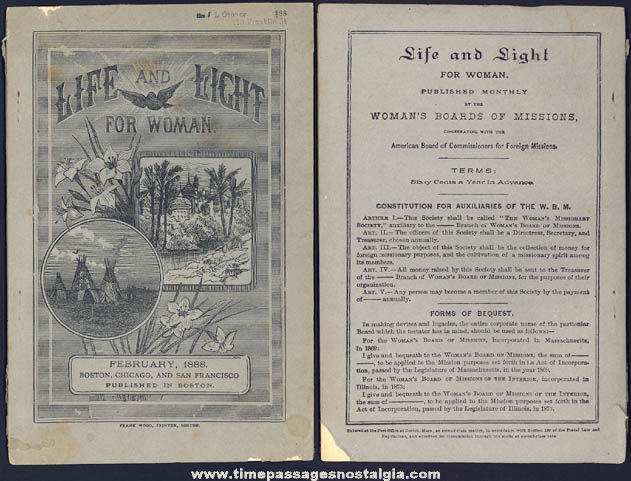 1888 Life and Light For Women Missionary Booklet