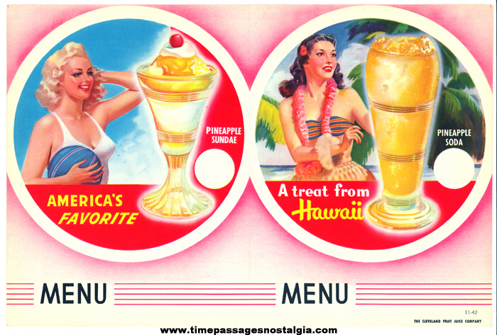 Colorful Unused 1942 Pretty Lady Diner or Restaurant Menu Covers
