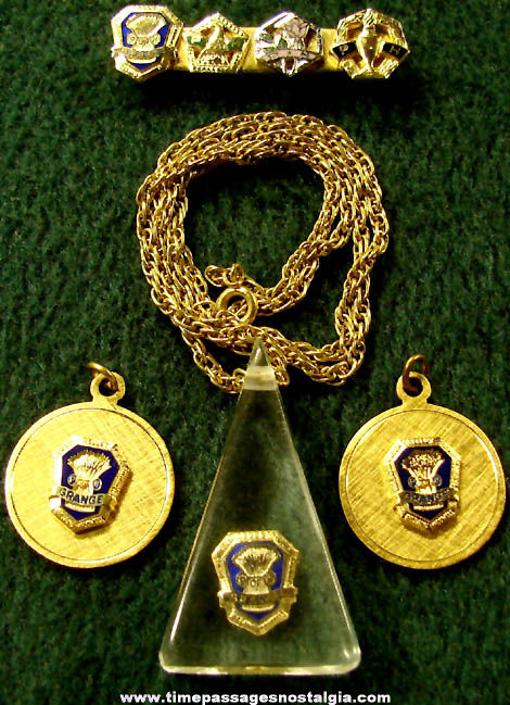 (4) Old Grange Fraternal Jewelry Items