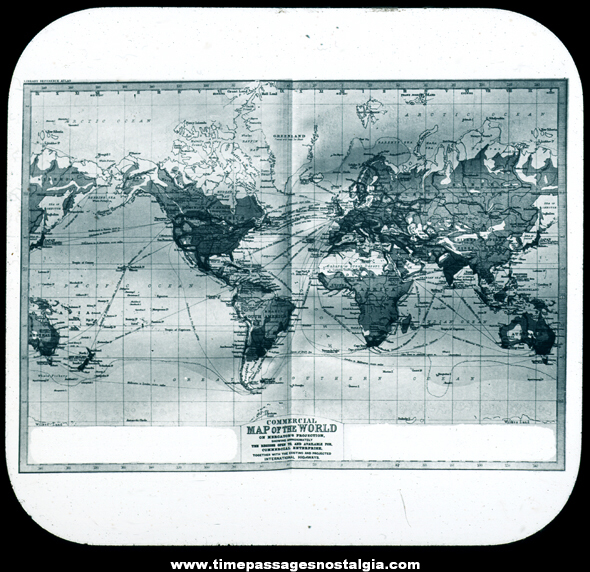 Old Commercial Map of The World Magic Lantern Photograph Slide