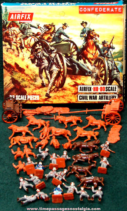 Old Boxed Airfix Civil War Artillery Plastic Play Set Figures