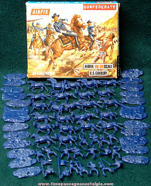 Old Boxed Airfix U.S. Cavalry Plastic Play Set Figures