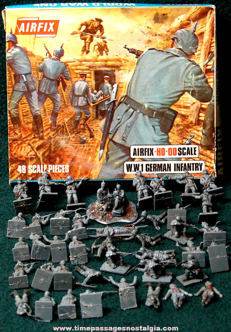 Old Boxed Airfix World War I German Infantry Plastic Play Set Figures