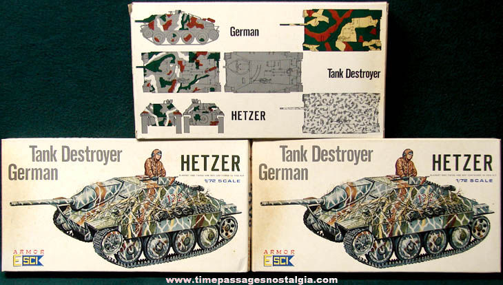 (3) Old Boxed & Unbuilt ESCI Hetzer German Military Tank Destroyer Model Kits