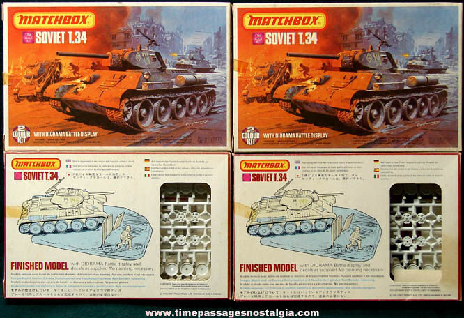 (4) 1976 Boxed & Unbuilt Matchbox Soviet Military Tank Model Kits
