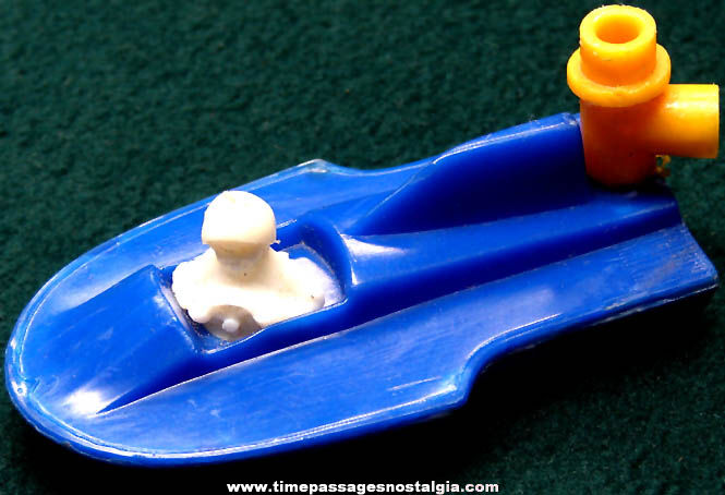 Small Old Plastic Balloon Powered Toy Speed Boat With Driver