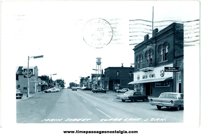 1967 Main Street Clear Lake South Dakota Real Photo Post Card