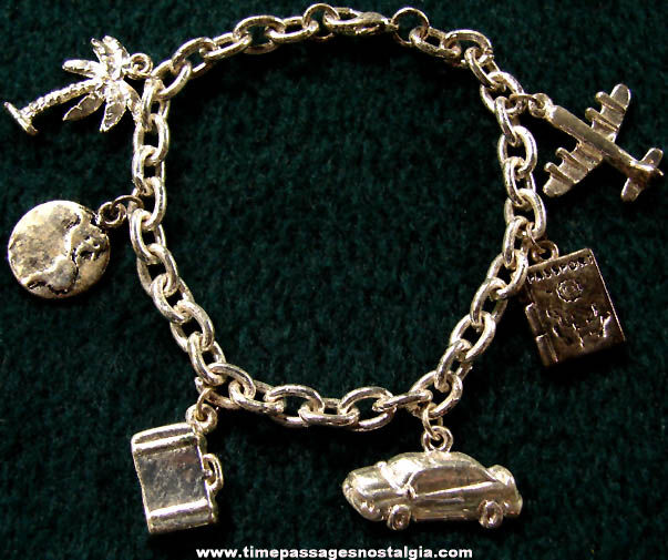 Travel or Tourist Metal Charm Bracelet with (6) Charms