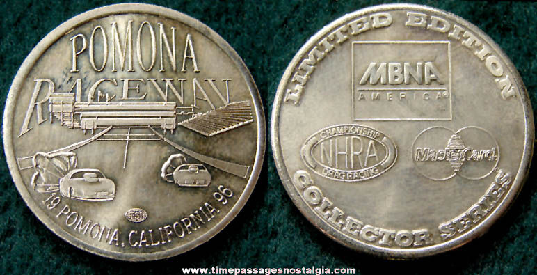 1996 Pomona Raceway Limited Edition Advertising Souvenir Token Coin