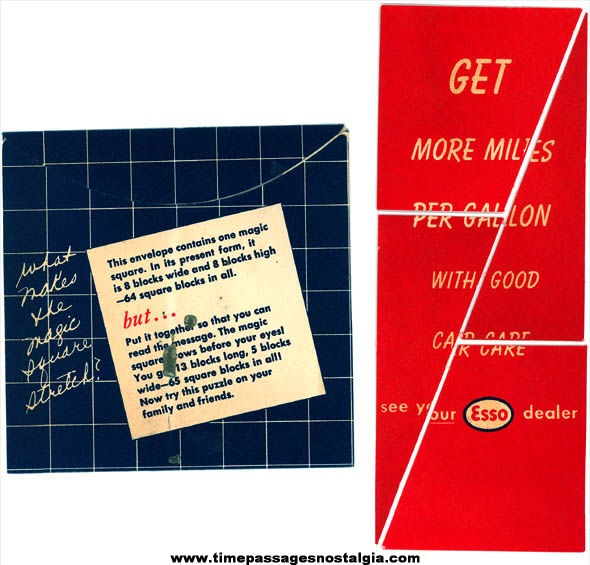Old ESSO Gas Station Advertising Premium Puzzle with Envelope Puzzle