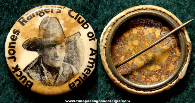 1931 Buck Jones Rangers Club of America Premium Celluloid Pin Back Button