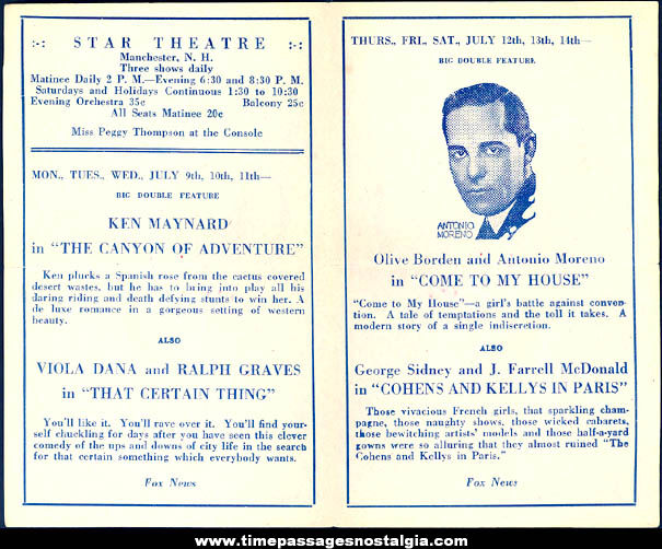1928 Star Theatre Manchester New Hampshire Movie Schedule