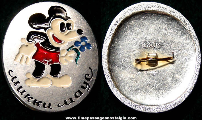 Old Walt Disney Mickey Mouse Character Enameled Metal Pin