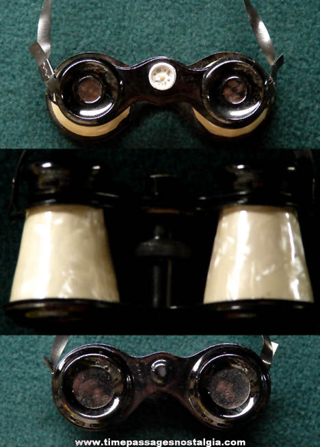 Old Tin Toy Pair of Binoculars with a Compass
