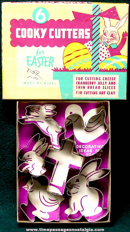 (6) Old Boxed Metal Easter Holiday Cookie Cutters