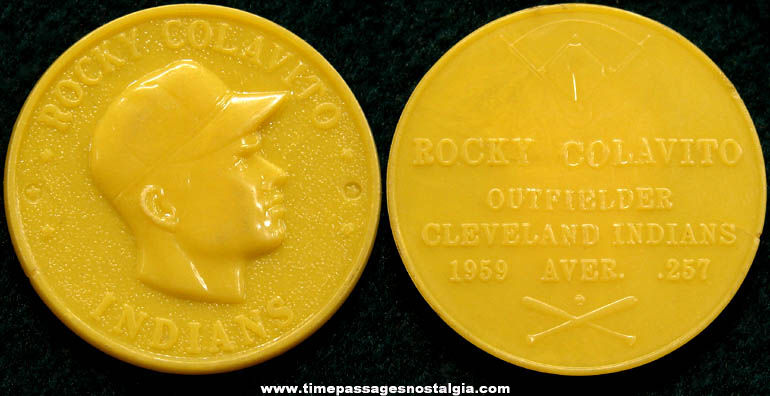 1959 Rocky Colavito Cleveland Indians Premium or Prize Baseball Token Coin