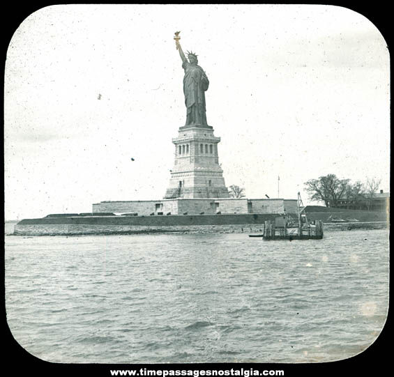 Old Statue of Liberty New York City Magic Lantern Glass Slide