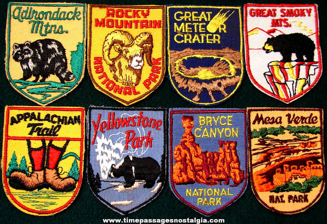 (8) Colorful Old Unused National Park Advertising Souvenir Cloth Patches