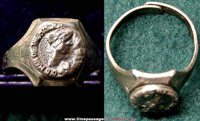 Old Metal Old Man Of The Mountains White Mountains New Hampshire Advertising Souvenir Ring