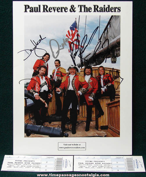 2005 Paul Revere & The Raiders Autographed Picture and (2) Concert Tickets