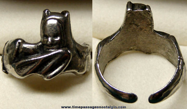 Old Metal Batman Character Toy Ring
