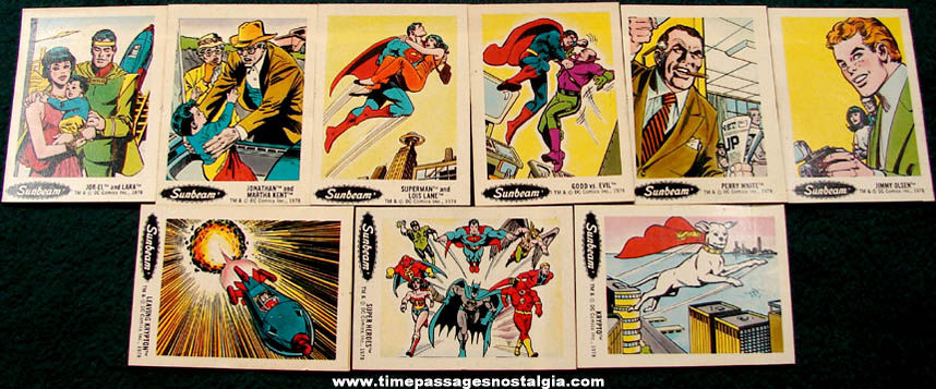 (9) Unused ©1978 Super Heroes Sunbeam Bread Advertising Premium Stickers