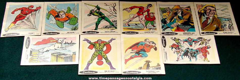 (10) Unused ©1978 Super Heroes Sunbeam Bread Advertising Premium Stickers